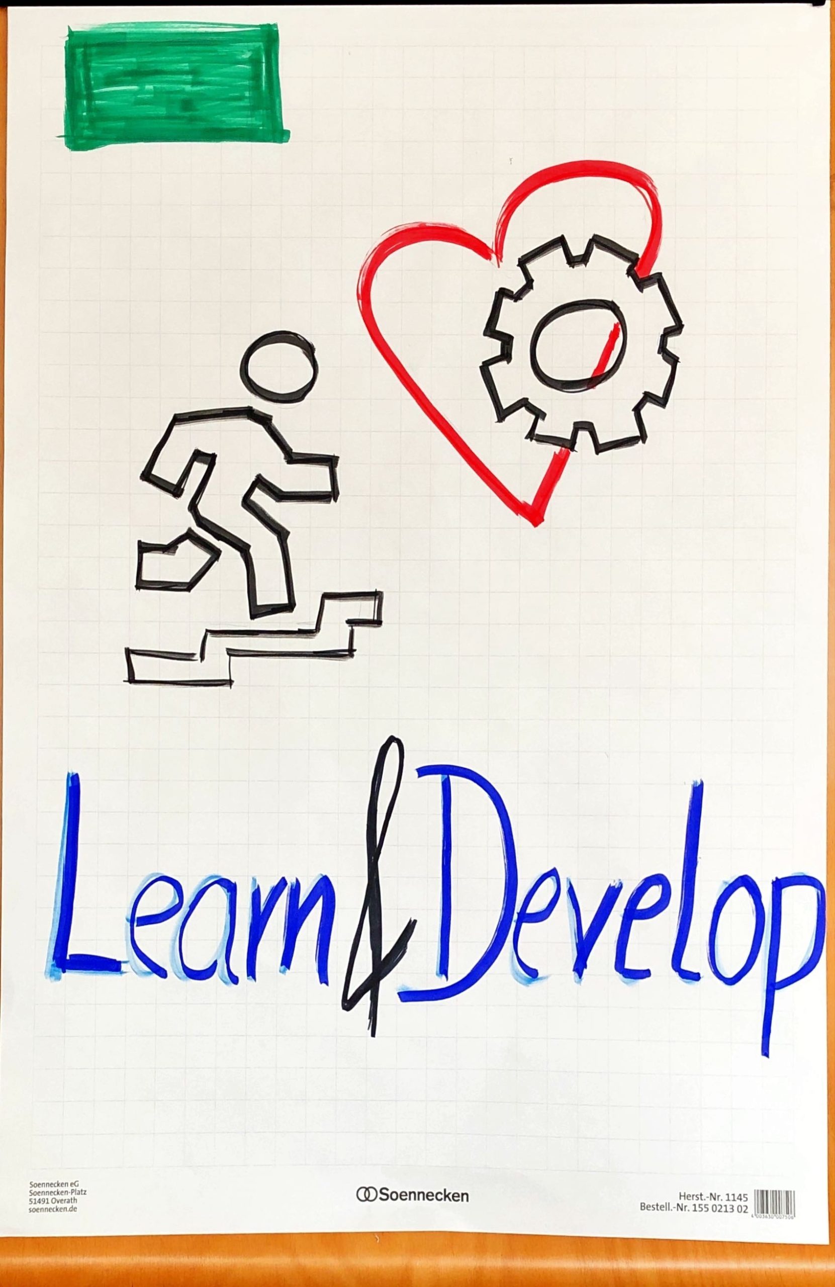Plakat auf welchem "Learn & Develop" steht
